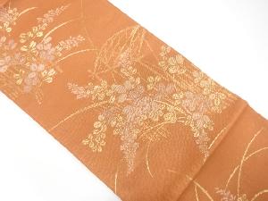 正絹　紗　萩に藤模様織り出し　夏用袋帯